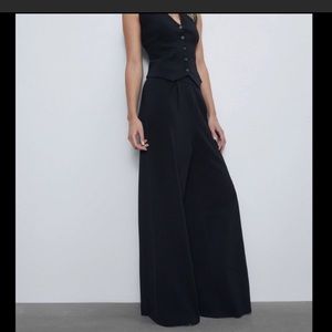 Zara high waisted pleated knit pants